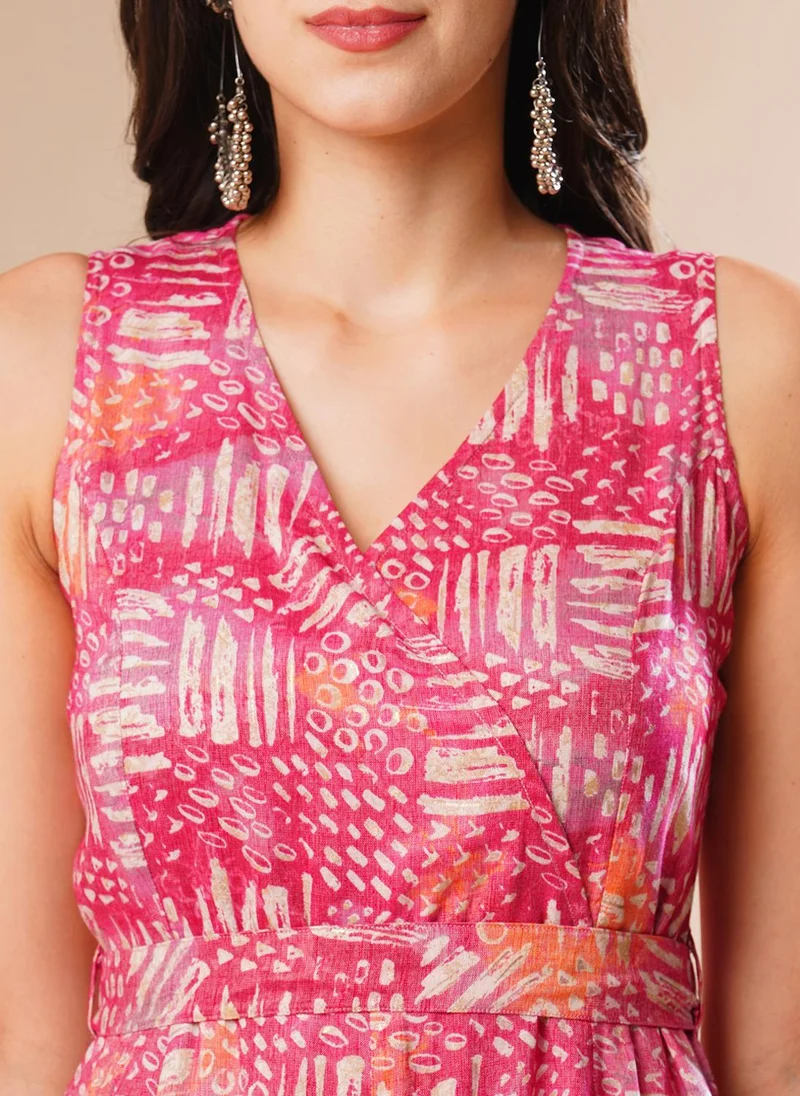 globus  Globus Women Printed V-Neck Basic Jumpsuit for Women | Best Price UAE
